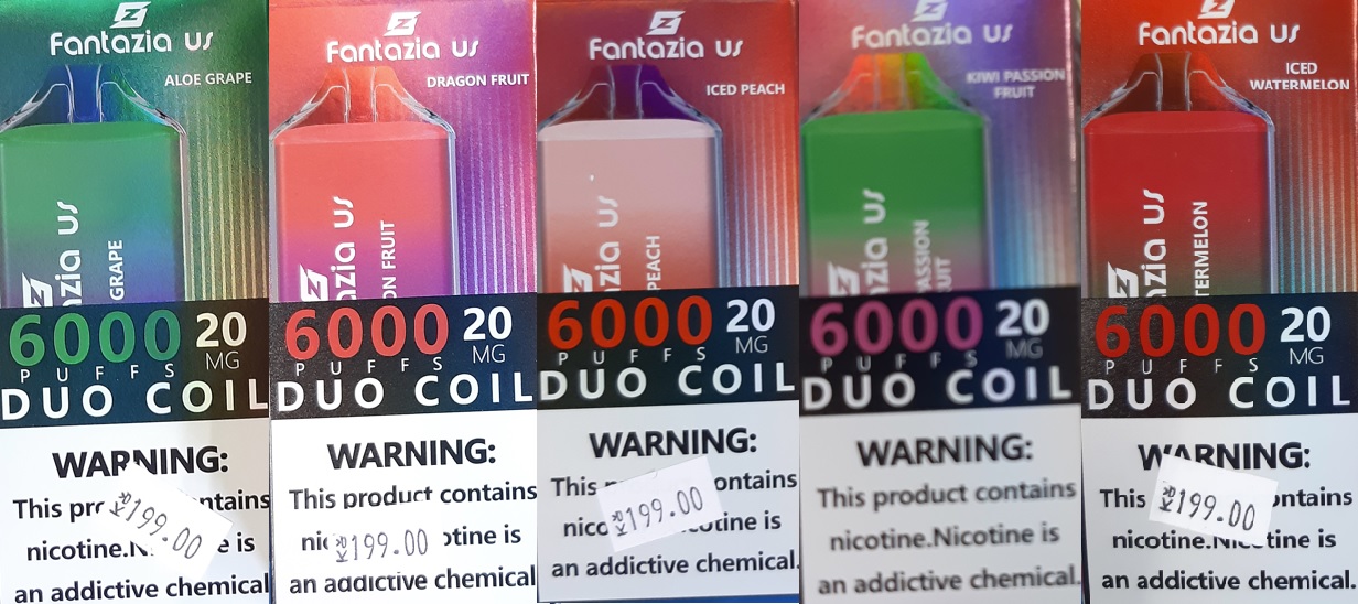 Jednorázová elektronická cigareta Fantazia us, 6000 PUFFS, DUO COIL – v 5 příchutích: Fotografie č. 2