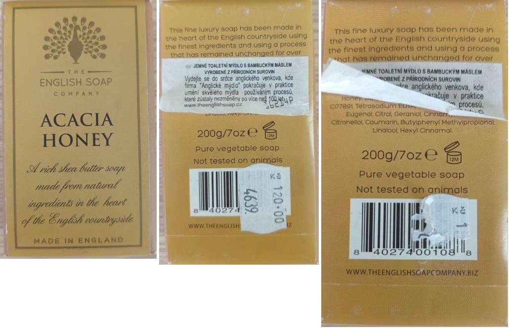 Tuhé toaletní mýdlo THE ENGLISH SOAP COMPANY, ACACIA HONEY: Fotografie