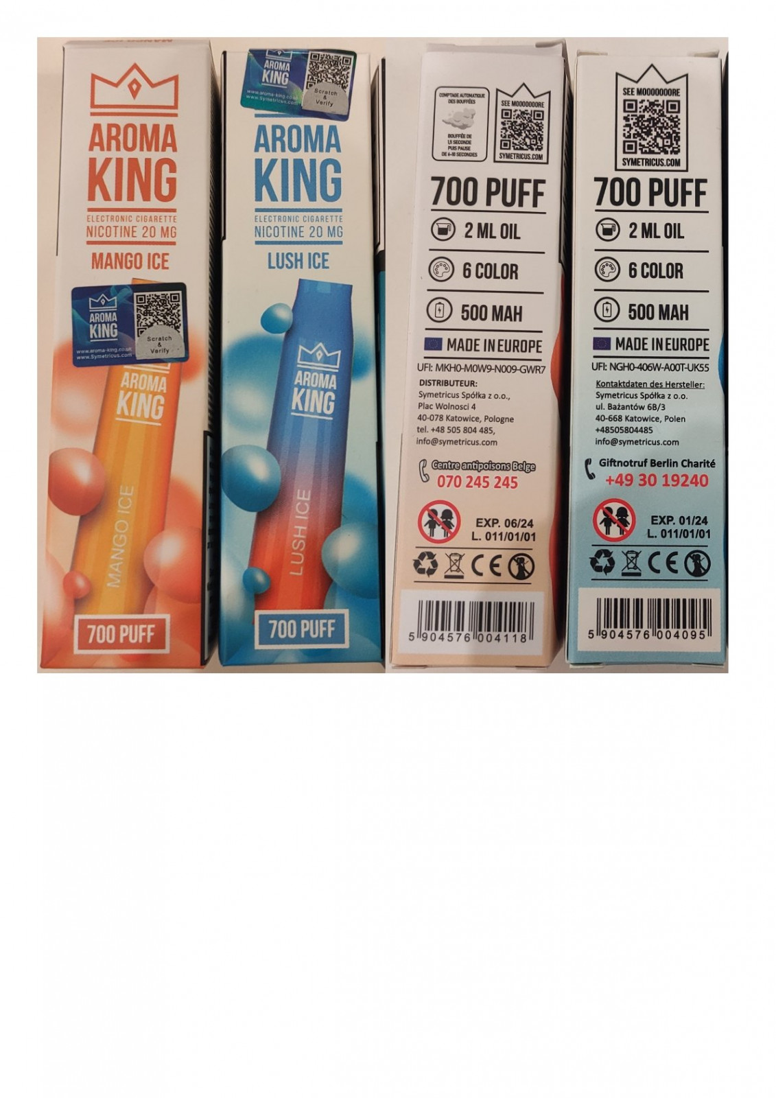 Jednorázová elektronická cigareta zn. AROMA KING, 700 PUFF, NICOTINE 20 mg, 2 ml : Fotografie č. 1