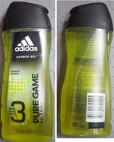 Sprchový gel adidas SHOWER GEL, GUAIAC WOOD, PURE GAME RELAXING, 3 BODY, HAIR, FACE: Fotografie