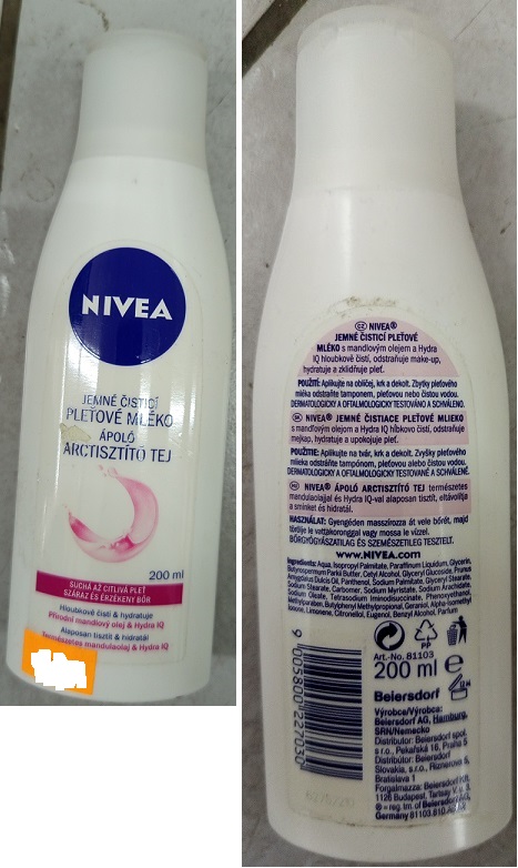 NIVEA, JEMNÉ ČISTÍCÍ PLEŤOVÉ MLÉKO: Fotografie
