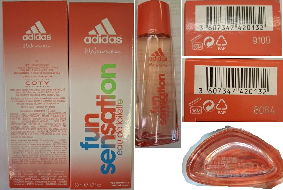 Toaletní voda Adidas, for Women, fun sensation, eau de toilette: Fotografie