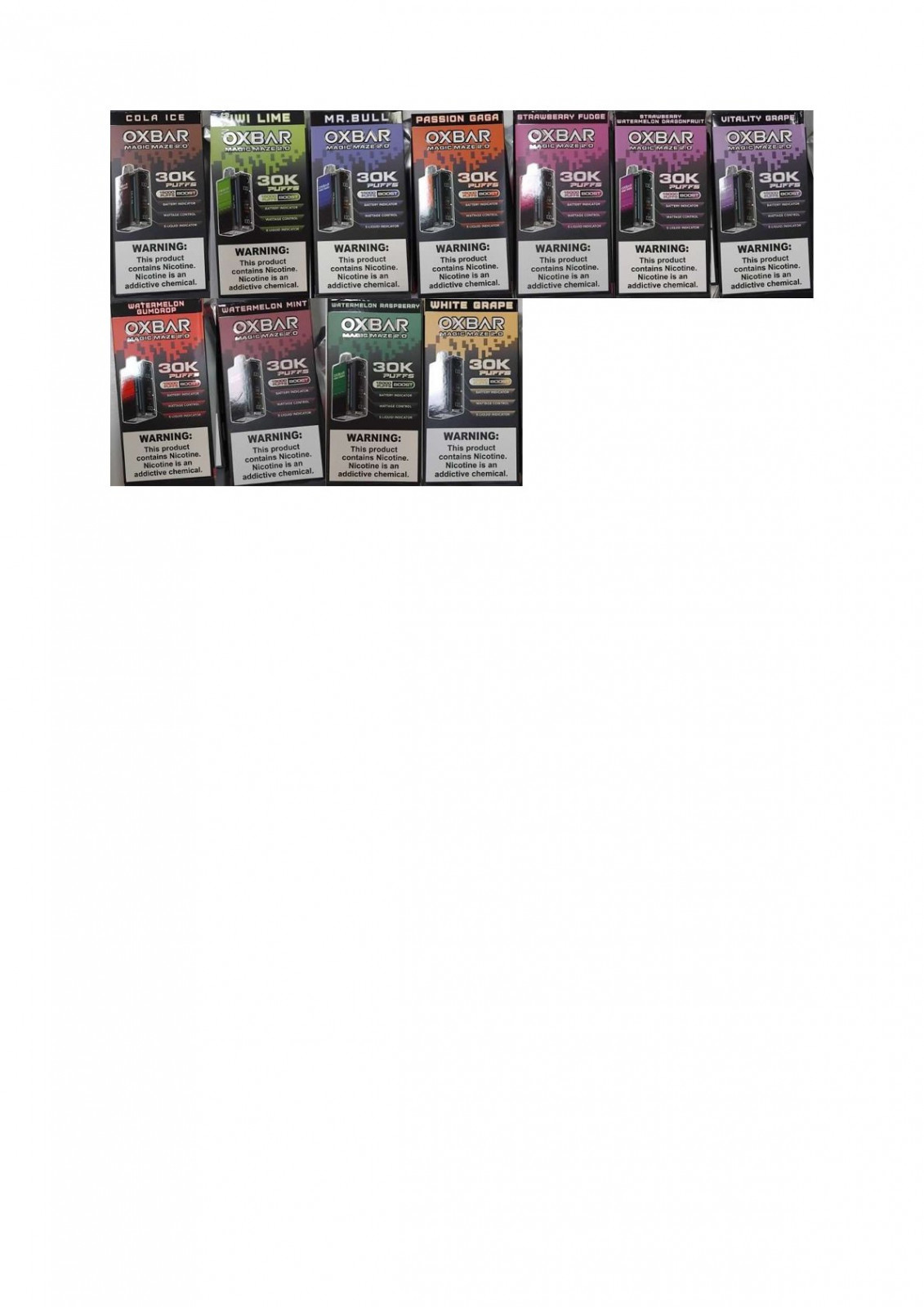 Jednorázové elektronické cigarety zn. OXBAR MAGIC MAZE 2.0 30K PUFFS, 15000 PUFFS BOOST, NICOTINE 5%, 20 ML ELIQUID: Fotografie