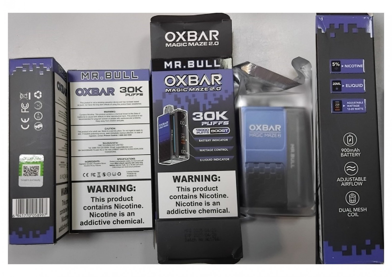 Jednorázové elektronické cigarety zn. OXBAR MAGIC MAZE 2.0 30K PUFFS, 15000 PUFFS BOOST, NICOTINE 5%, 20 ML ELIQUID: Fotografie č. 2