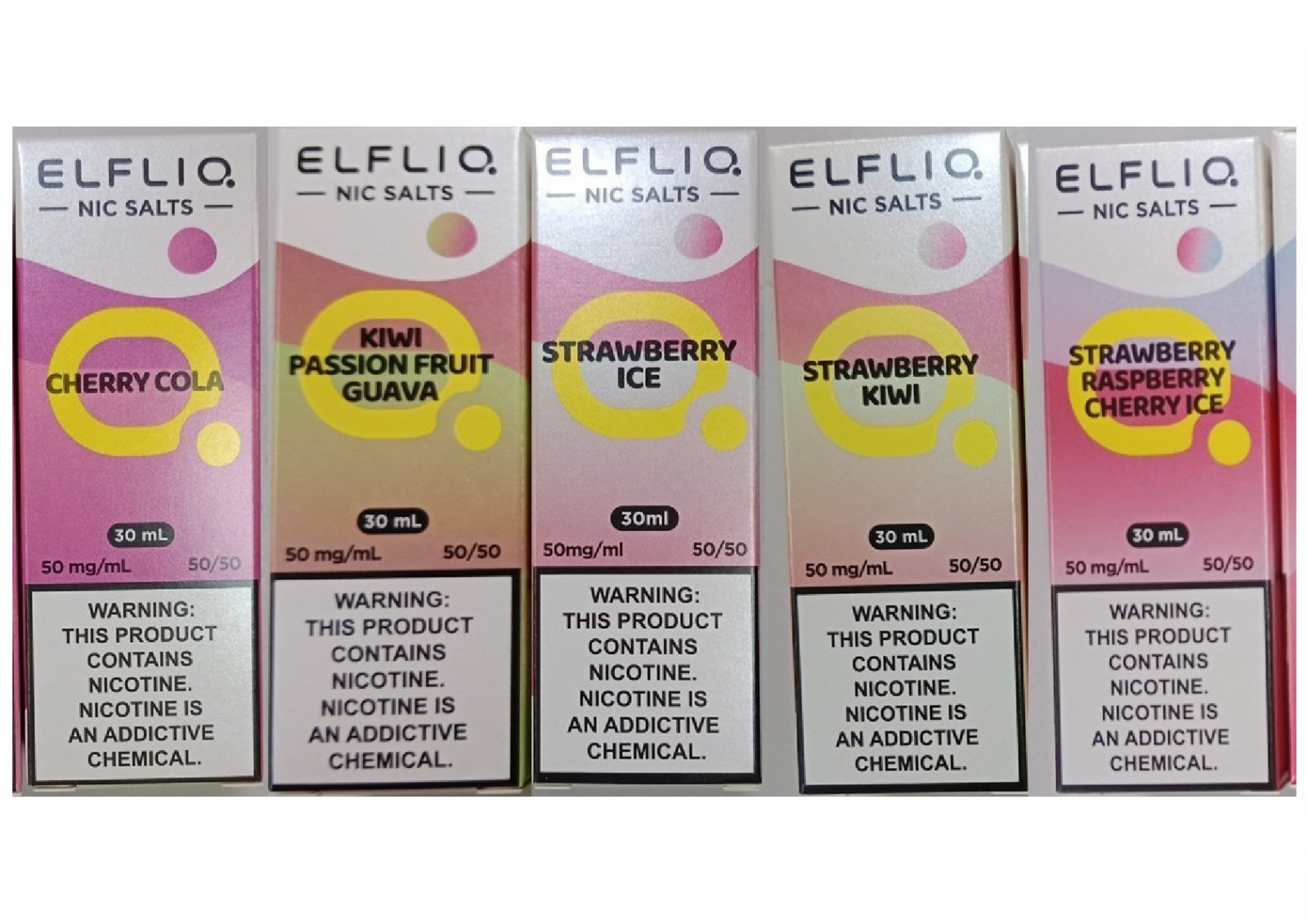 Náhradní náplň do elektronických cigaret zn. ELFLIQ NIC SALTS, 50 mg/mL, 30 mL : Fotografie