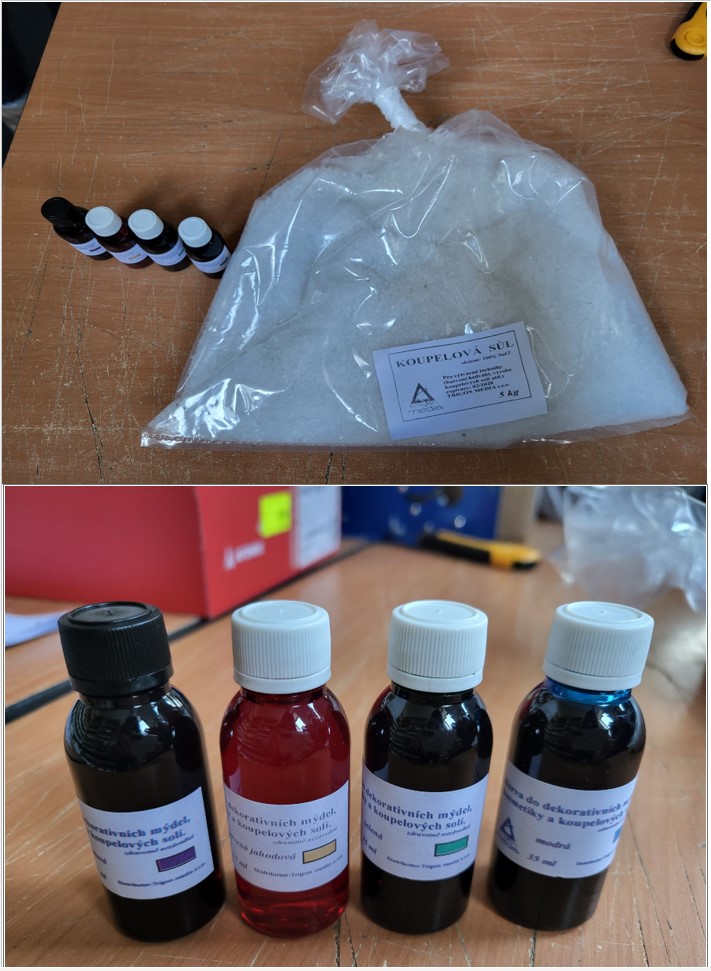 Sada na výrobu koupelové soli, čtyři barvy, 5 kg: Fotografie