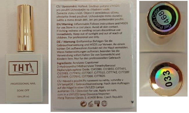 Lak na nehty THT, PROFESSIONAL NAIL SOAK OFF, 15 ml, 362, 376, 033, 468 (Gel Polish Color): Fotografie