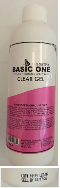 Gel na nehty CLEAR GEL, BASIC ONE zn. CHRISTRIO, LED/UV Traditional Gel System: Fotografie