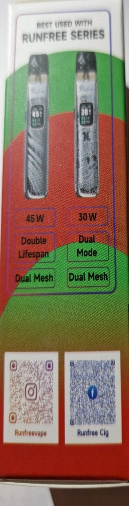 Náhradní náplň do elektronických cigaret zn. Runfree, NIC SALTS, koncentrace nikotinové soli: 50 mg/ml, objem náplně: 30 ml: Fotografie č. 4