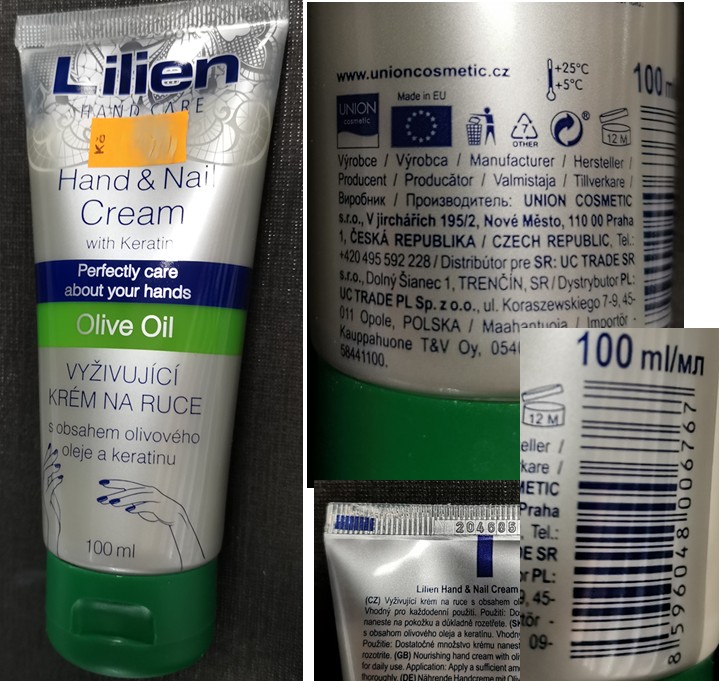 Krém na ruce a nehty Lilien, HAND CARE, Hand & Nail Cream, Olive Oil: Fotografie
