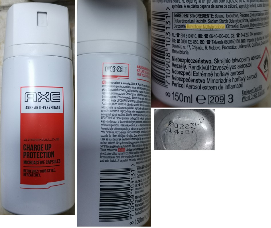 Antiperspirant AXE ADRENALINE, CHARGE UP PROTECTION, 48HR ANTI-PERSPIRANT: Fotografie