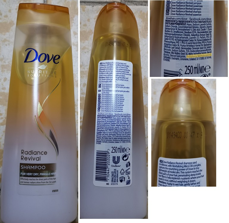 Šampon na vlasy Dove, NUTRITIVE SOLUTIONS, SHAMPOO, Radiance Revival: Fotografie