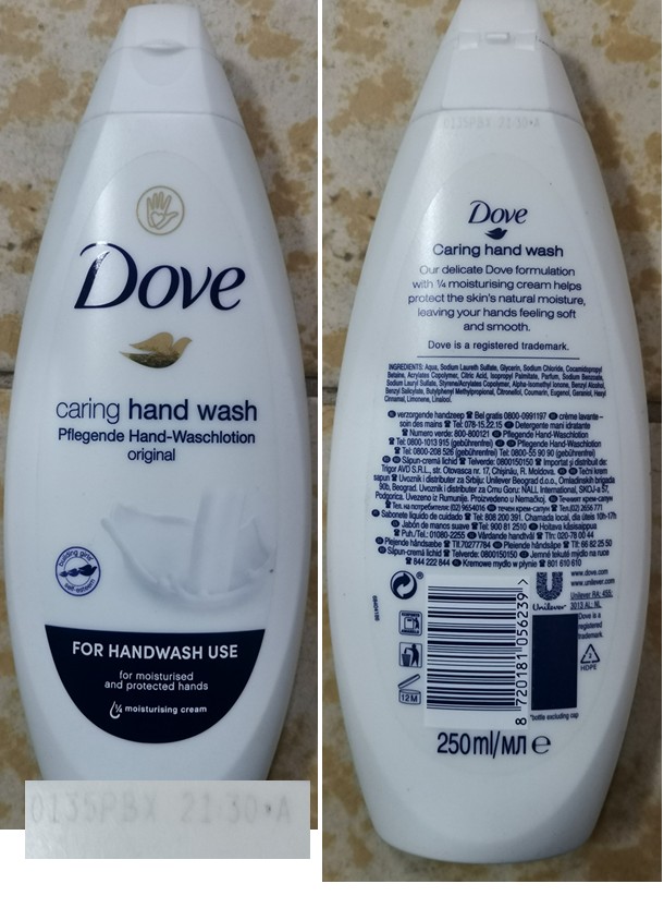 Tekuté mýdlo Dove, caring hand wash, FOR HANDWASH USE: Fotografie