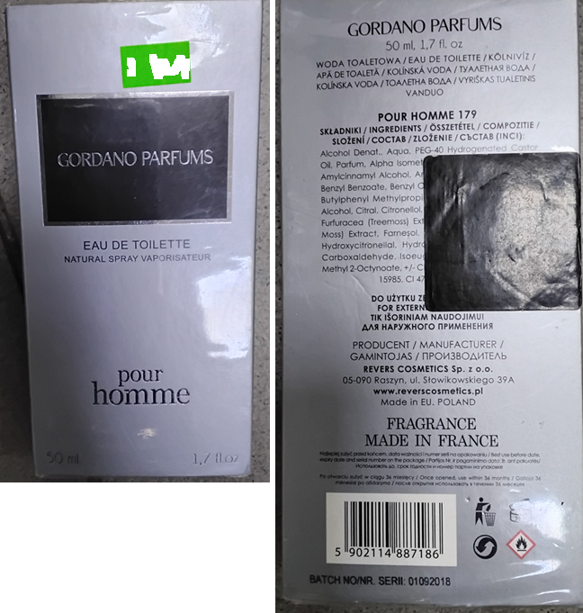 Toaletní voda GORDANO PARFUMS, EAU DE TOILETTE NATURAL SPRAY VAPORISATEUR, pour homme: Fotografie