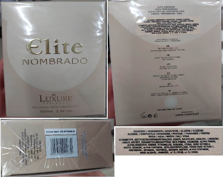 Parfémová voda Elite NOMBRADO, LUXURE PARFUMES, EDP NATURAL SPRAY VAPORISATEUR: Fotografie