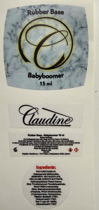 Gel CLAUDINE RUBBER BASE BABYBOOMER 15ml: Fotografie