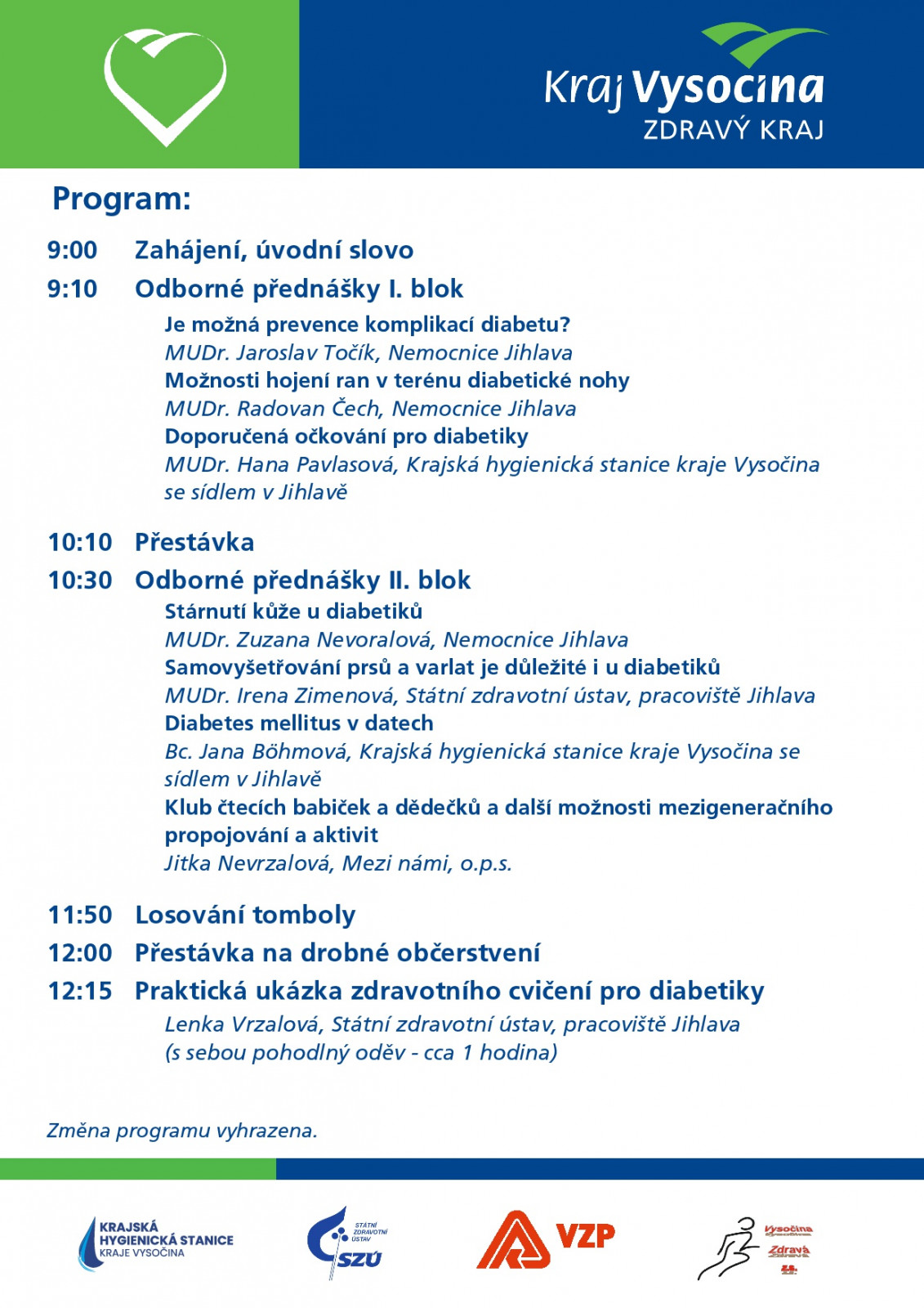 program Krajského diabetologického dne 