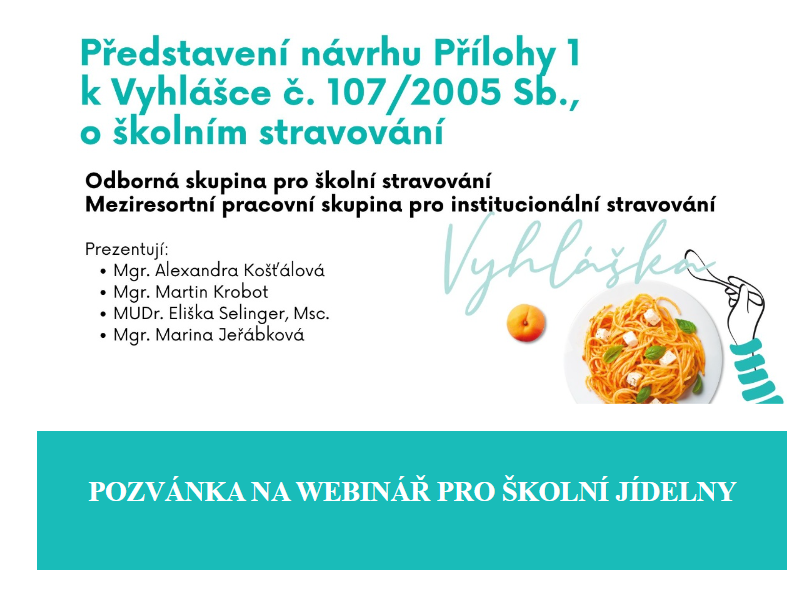 pozvánka na webinář SZÚ k novinkám ve školním stravování